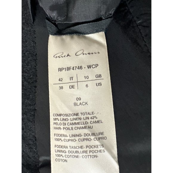 Rick Owens Sisyphus F/W 18 Linen/Camelhair Black Blazer 42 / US 6 - Picture 5 of 6